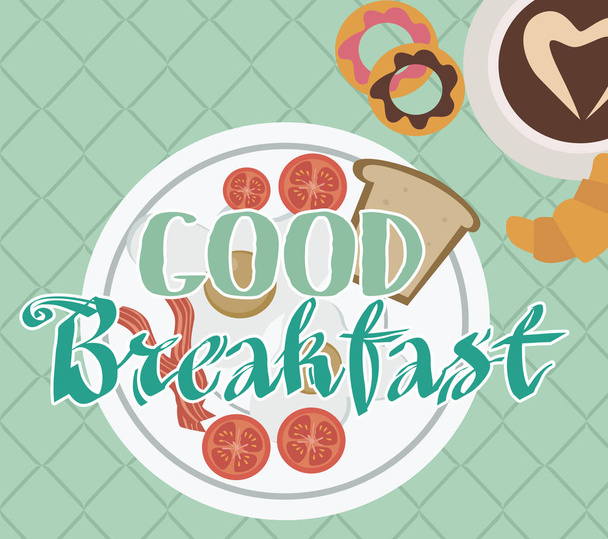 Morning breakfast concept poster - Vector, imagen