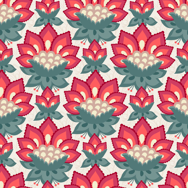 Floral seamless pattern, Jacobean style flowers - Vektor, obrázek