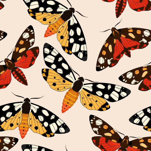 Vliegende vlinders en naadloze - Vector, afbeelding