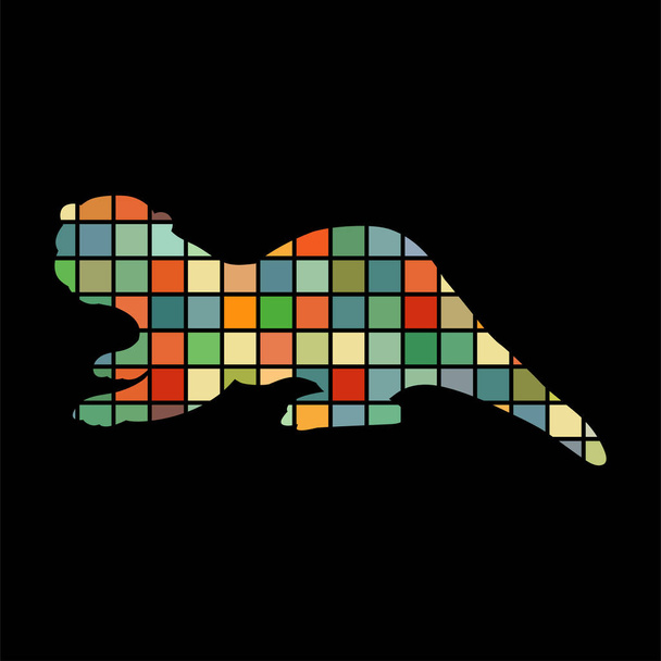 Otter mammal color silhouette animal - Wektor, obraz