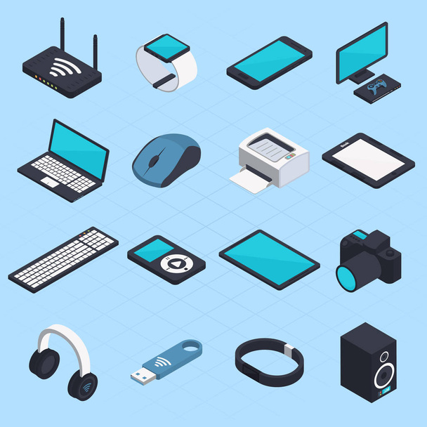 Isometric Wireless Mobile Devices - Vector, Image