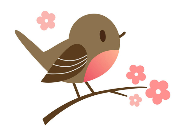 Cute cartoon bird in flat vector style - Vector, Imagen