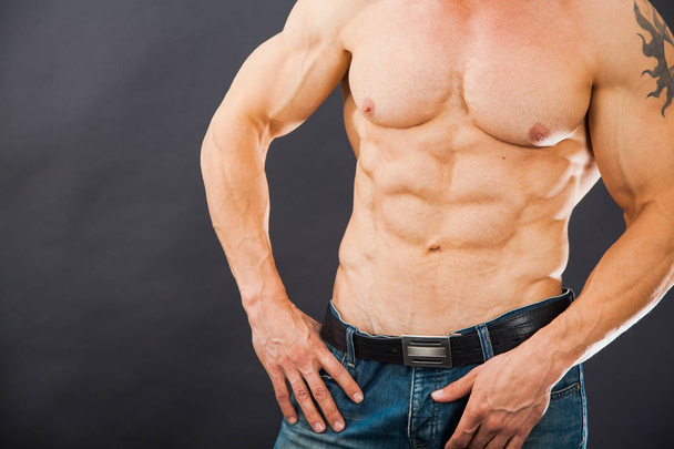 Male muscular torso with six pack abs - Zdjęcie, obraz