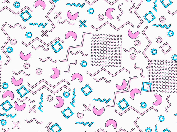 Μέμφις χωρίς ραφή πρότυπο. Τα γεωμετρικά στοιχεία Μέμφις στο στυλ της δεκαετίας του 80. Ροζ και μπλε τόνους. Εικονογράφηση διάνυσμα - Διάνυσμα, εικόνα