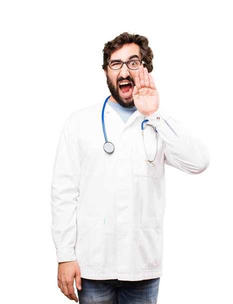 young doctor man shouting - Φωτογραφία, εικόνα