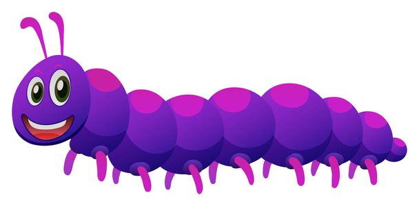 Purple caterpillar crawling on white background - Vector, Image