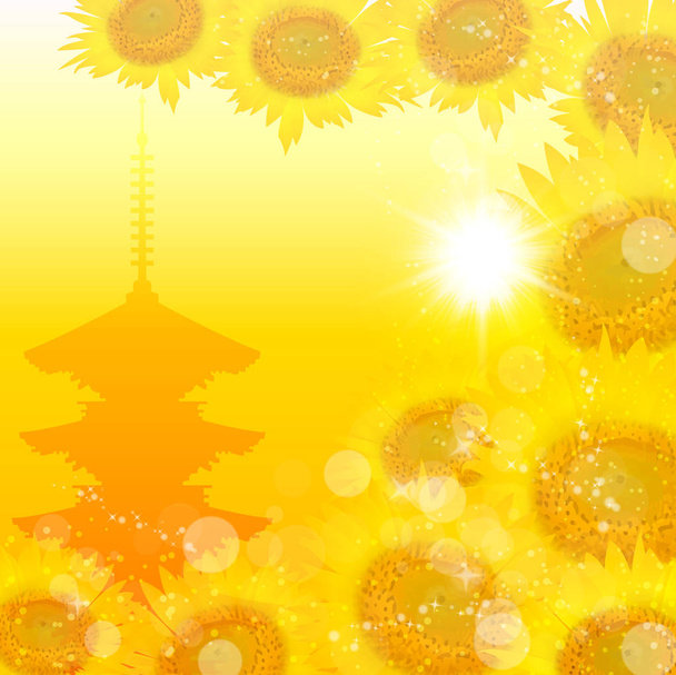Girasol Japón Fondo de verano
 - Vector, imagen