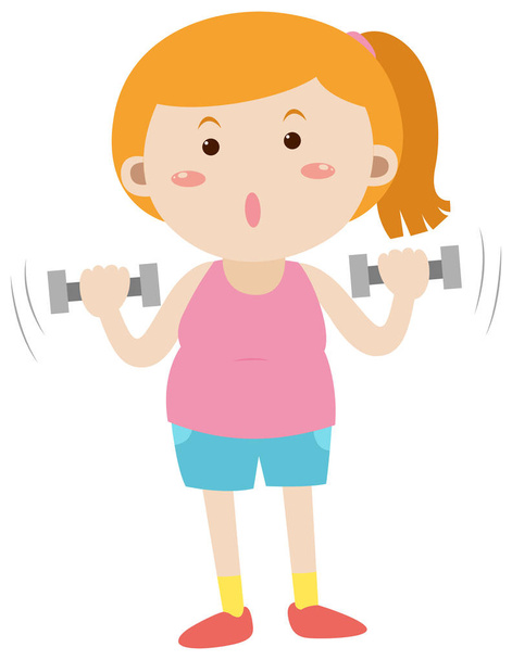 Woman exercising with dumpbells - Vector, Image