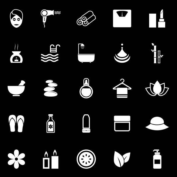 Beauty icons on black background - Vector, Image