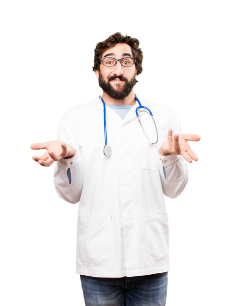 young doctor man with confused expression - Φωτογραφία, εικόνα
