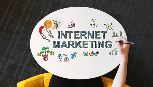 Internet Marketing text on a white table - Fotó, kép