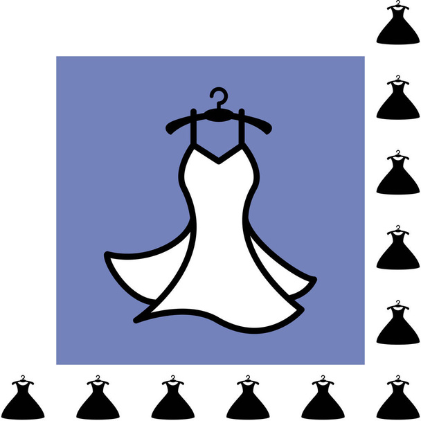 Party Mode Dress pictogram of silhouet met kleding Hanger geïsoleerd - Vector, afbeelding