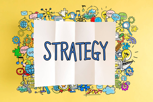 Strategy text with colorful illustrations - Zdjęcie, obraz