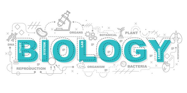 Ilustração criativa da biologia com ícone de linha
 - Vetor, Imagem