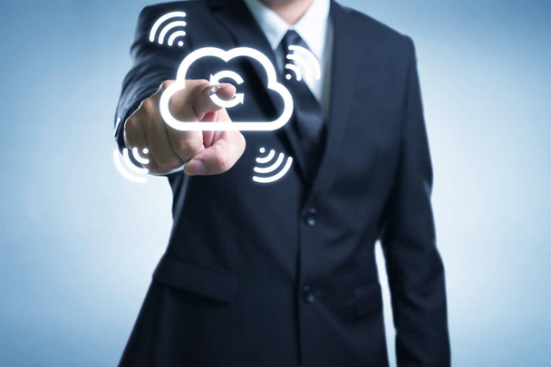 Businessman touching the cloud - Foto, Imagem