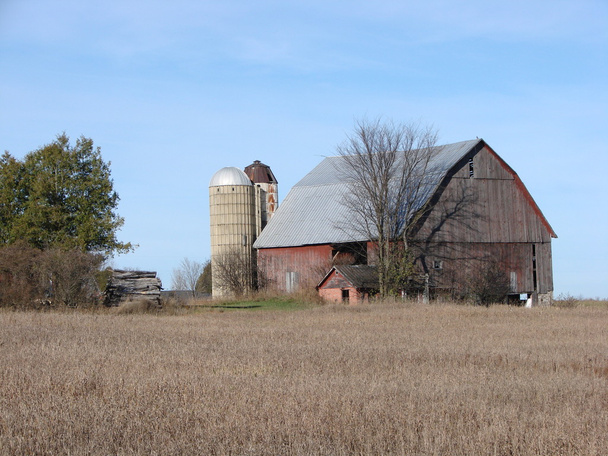 Red barn with silos - Photo, Image