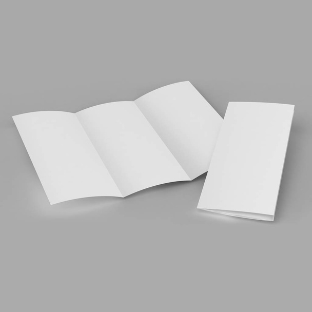 Brosúra hajtás fehér design sablon 3d render ábra üres ál. - Fotó, kép