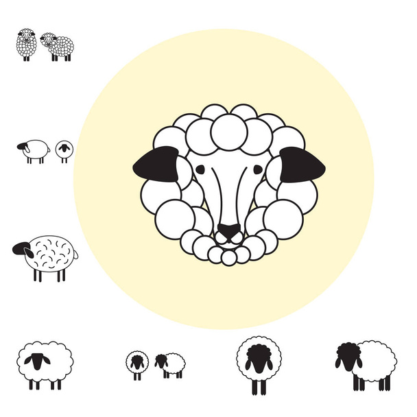 Овцы или икона баранов, логотип, шаблон, пиктограмма
 - Вектор,изображение