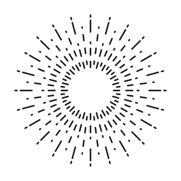 Linear Drawing of Vintage Sunbursts or Light Rays in Hipster Style - Vector, Image
