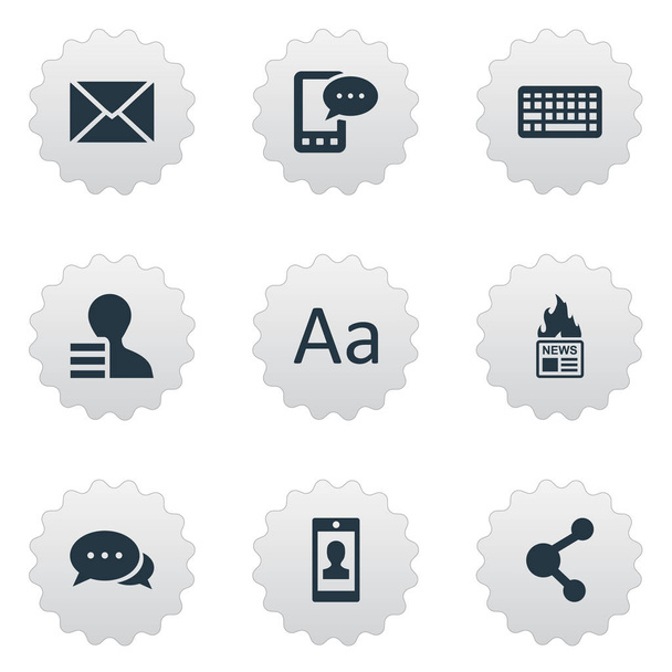 Vector Illustration Set Of Simple User Icons. Elements Keypad, Cedilla, Argument And Other Synonyms Earnings, Relation And Post. - Vector, Image