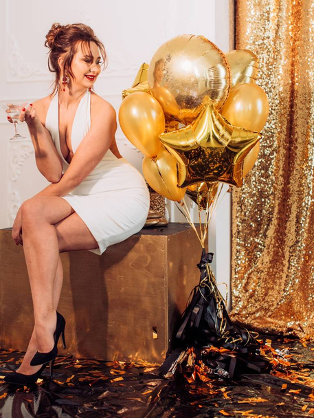 young woman  in  dress with balloons - Photo, image