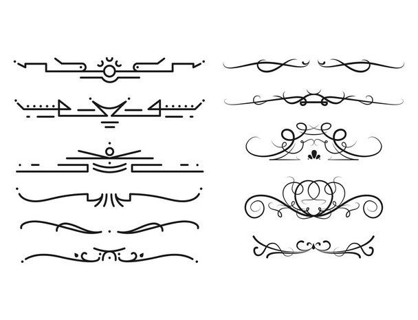 Collection of vector dividers calligraphic style vintage border frame design decorative illustration. - Vector, Image