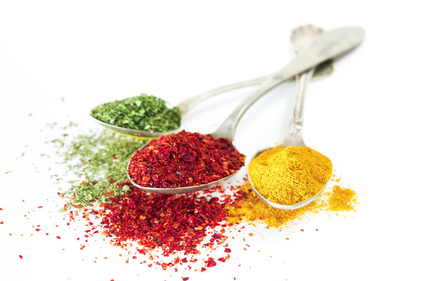Spices and herbs on white background - 写真・画像