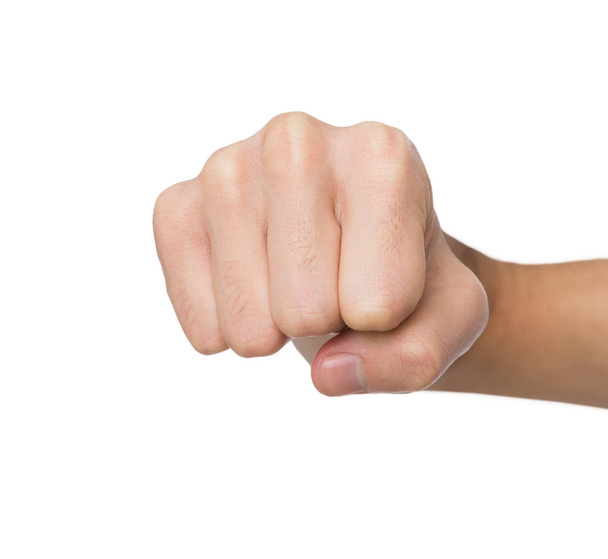 Hand gesture, man clenched fist, ready to punch - Photo, Image