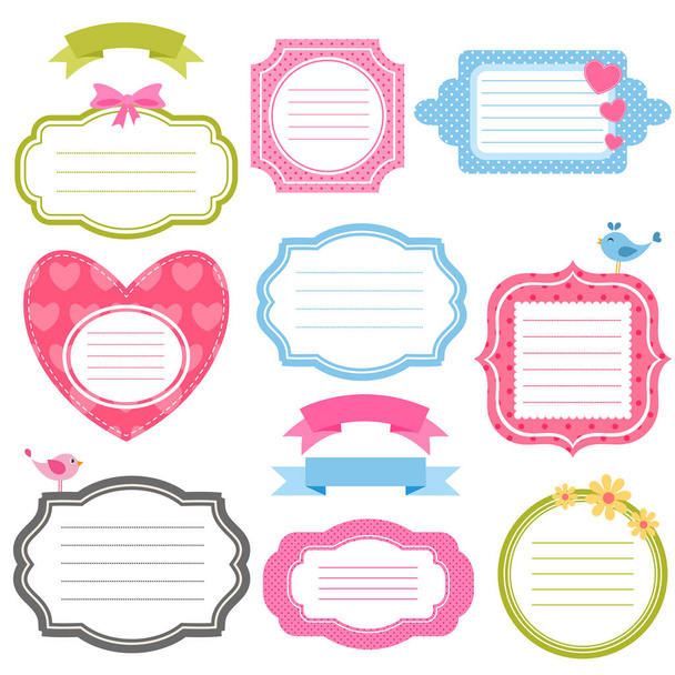 Colorful frames and stickers for scrapbooking - Vecteur, image