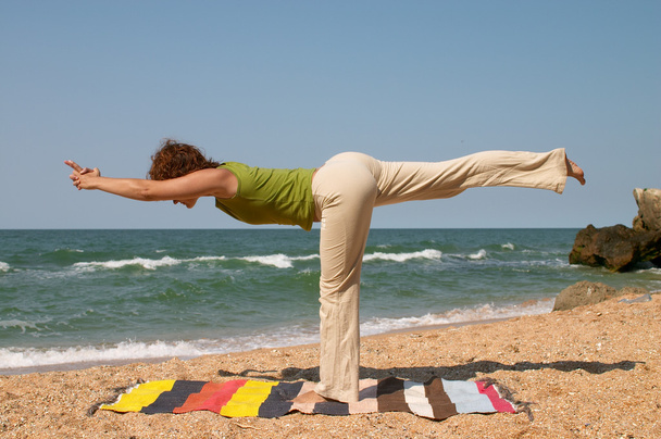 Virabhadrasana yoga pose - Photo, Image