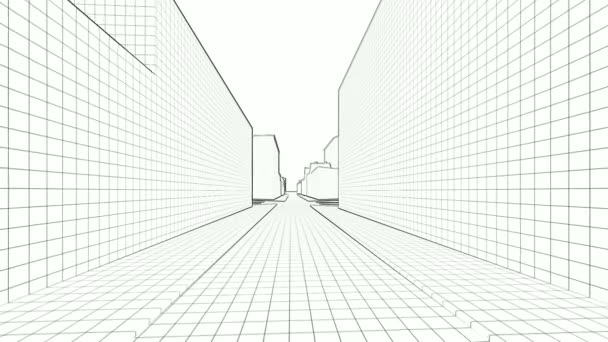 3D miasto szkicowane na białym - Materiał filmowy, wideo