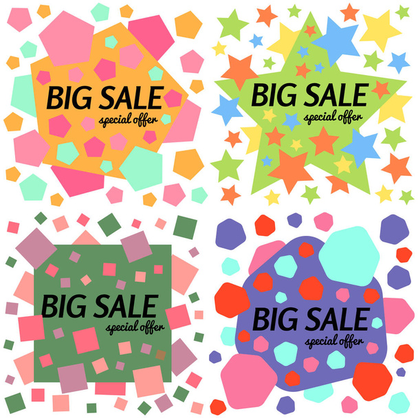 Set of big sale special offer square banners on white background. - Vector, imagen