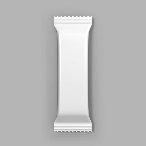 Schokolade weiße Verpackung Stick Beutel Attrappe bis 3d Illustration. - Foto, Bild