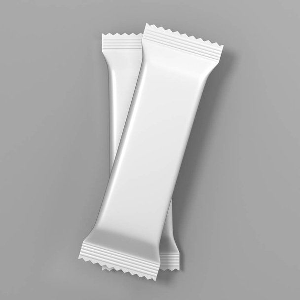 Csokoládé fehér csomagolás Stick sachet gúnyolódni 3D illusztráció. - Fotó, kép