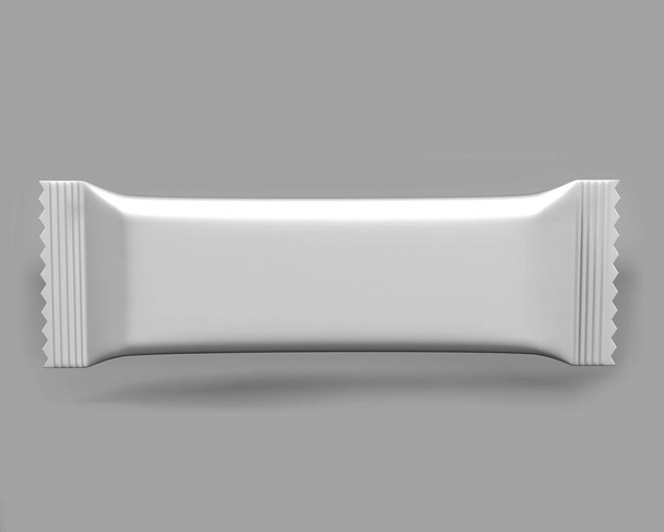 Σοκολάτα λευκή συσκευασία ραβδί φακελάκι μακέτα επάνω 3D απεικόνιση. - Φωτογραφία, εικόνα