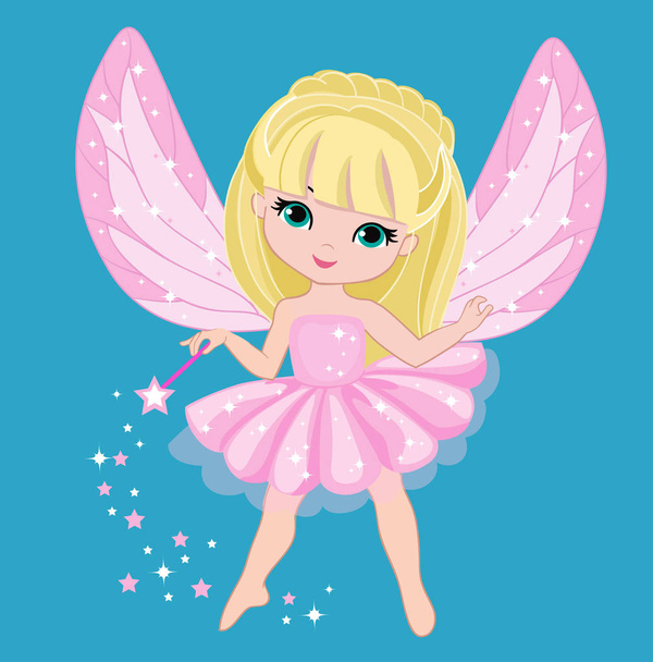 Beautiful little fairy with blonde hair. - Vector, Image