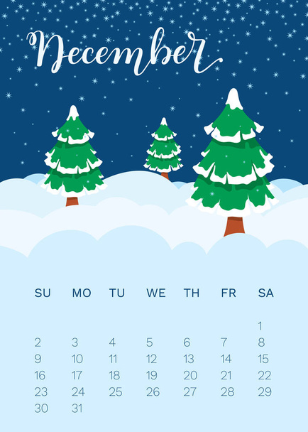 Calendar December 2018. - Vector, Image