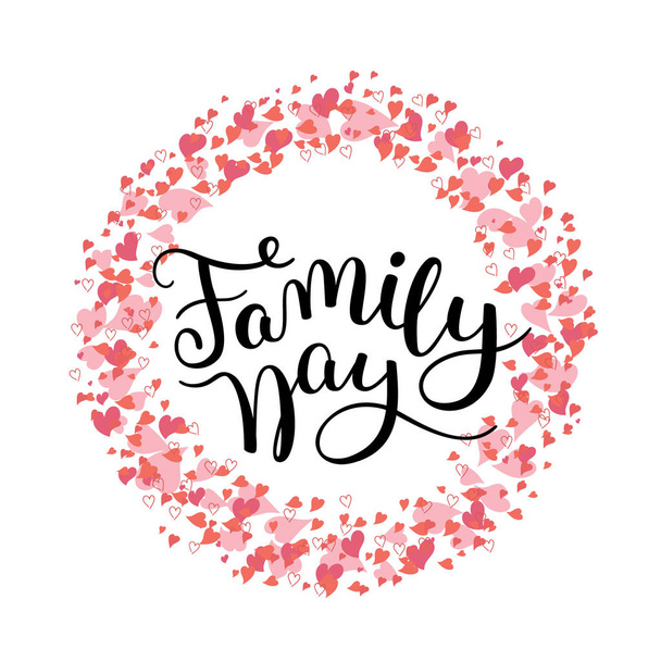 Family Day - hand lettering with heart.  - Vector, Image
