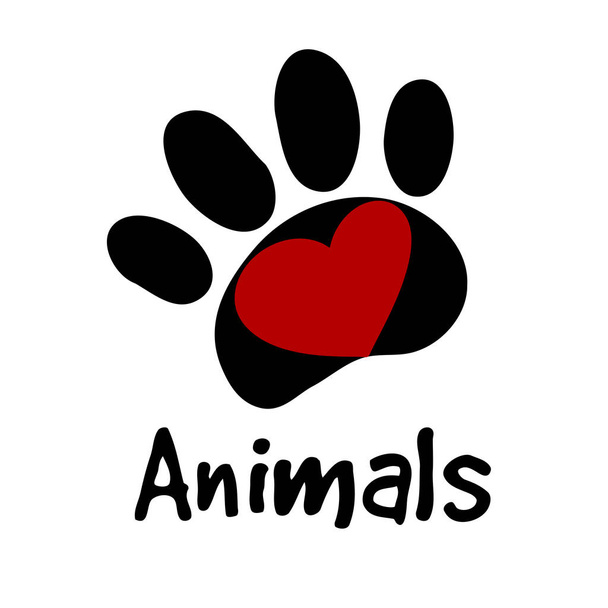 animals paw love icon - Vector, Image