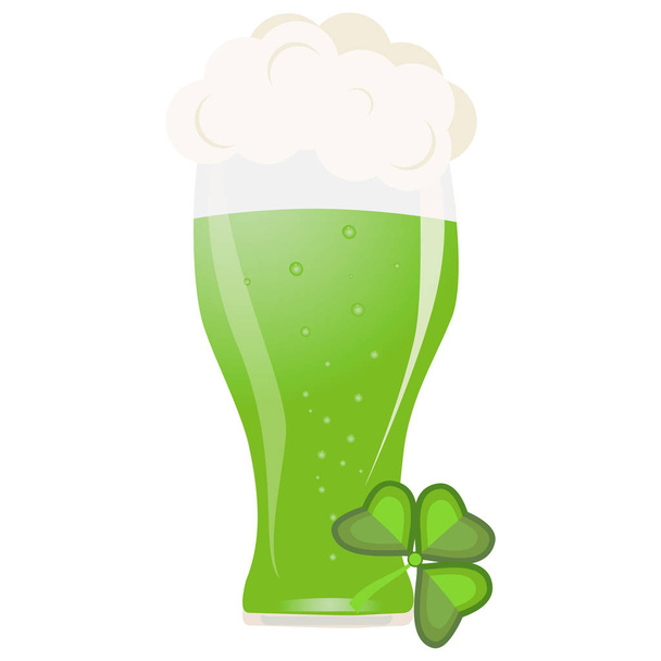 Alcohol green beer vector transparent glass illustration brewery and party beverage frosty drink. - Vektori, kuva