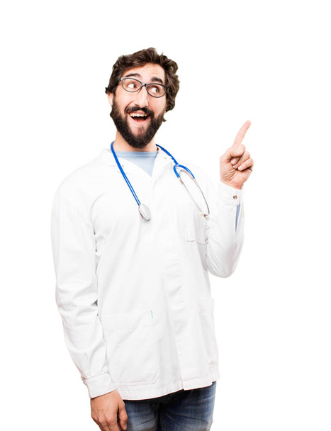 νεαρός γιατρός άνθρωπος δείχνει σημάδι - Φωτογραφία, εικόνα
