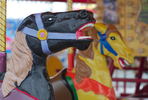 merry-go-round carrousel antique horses painted colors - Φωτογραφία, εικόνα