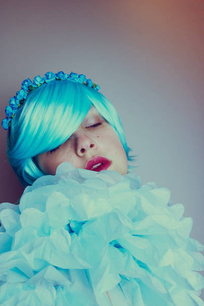 beautiful blue hair woman  - Valokuva, kuva