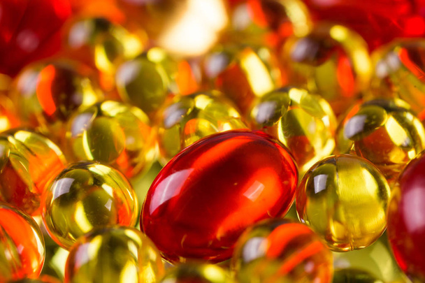 yellow and red medical capsules - Photo, Image