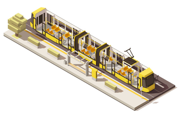 Vektor izometrické nízké poly nízkopodlažní tramvaj - Vektor, obrázek