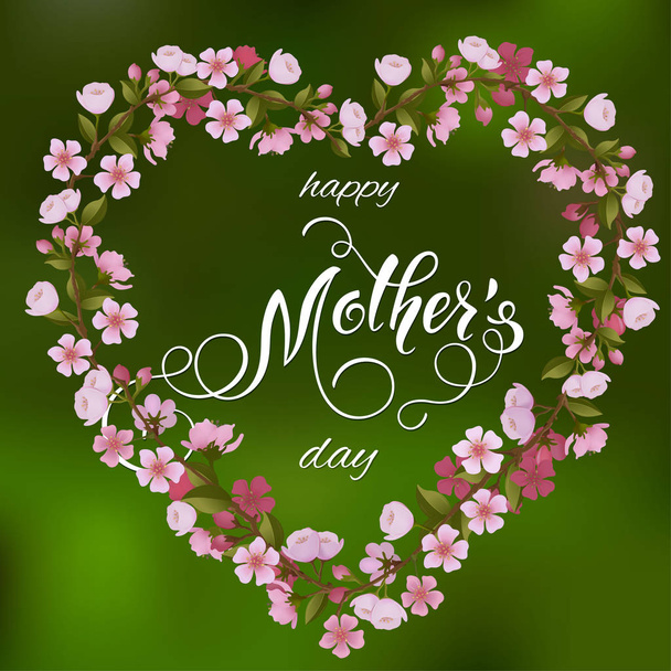 Mothers Day greeting card. Floral heart background, spring holidays. Vector Illustration EPS10 - Vektor, obrázek