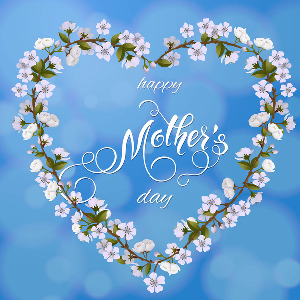 Mothers Day greeting card. Floral heart background, spring holidays. Vector Illustration EPS10 - Vektor, obrázek