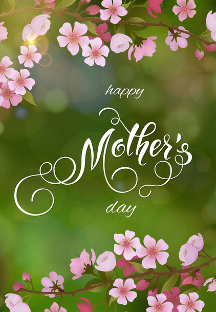 Mothers Day greeting card. Floral heart background, spring holidays. Vector Illustration EPS10 - Wektor, obraz