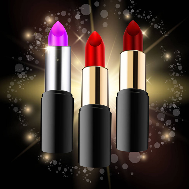 Fashion lipstick ads, trendy cosmetic design for advertisement - Foto, Imagem