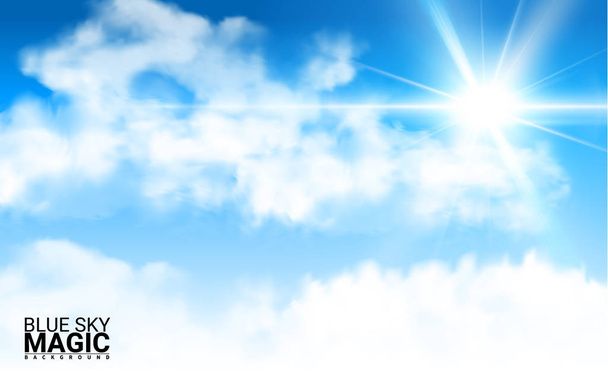 Obloha s mraky. Efekt realistické prvky. Vektorové ilustrace moderní modré pozadí - Vektor, obrázek